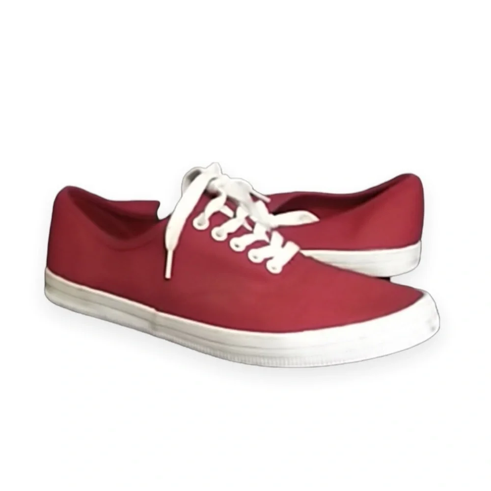 American Eagle Red Canvas Sneaker Lace Up Low Cut Shoe Womens‎ SZ 10